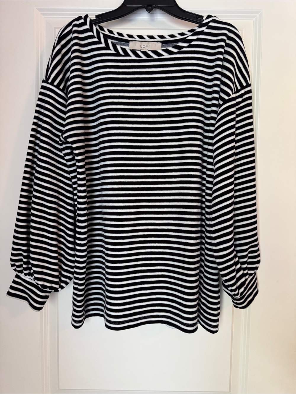 LOFT Black & White Striped Long Sleeve Top